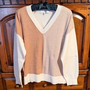 Verve Ami Cream and Light Brown Knit Sweater